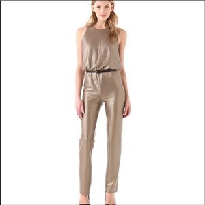 Bcbgmaxazria gold sequin jumpsuit xxs